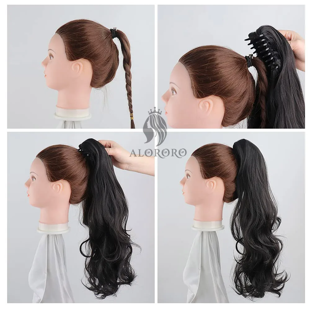 Clip In Ponytail Hair Extension Synthetic 22inch Claw Clip Ponytail Hair Extension Wavy Ponytail Synthetic Hair Clip For Women Pony Tail Hairpiece