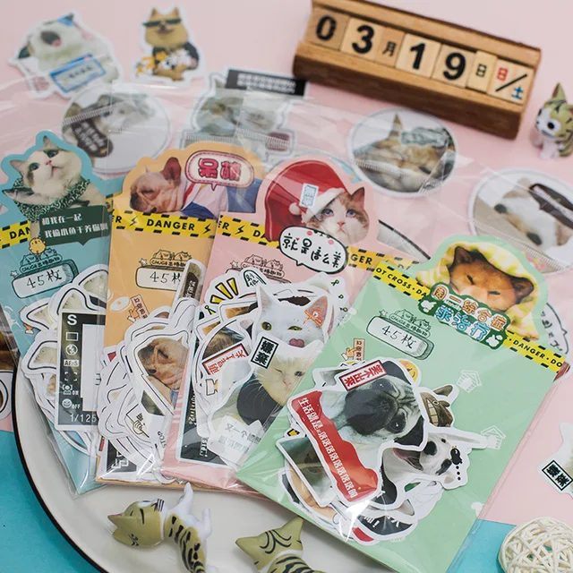 귀여운 감성 애완견 고양이 장식 문구 스티커로 생활에 활기를 불어넣으세요