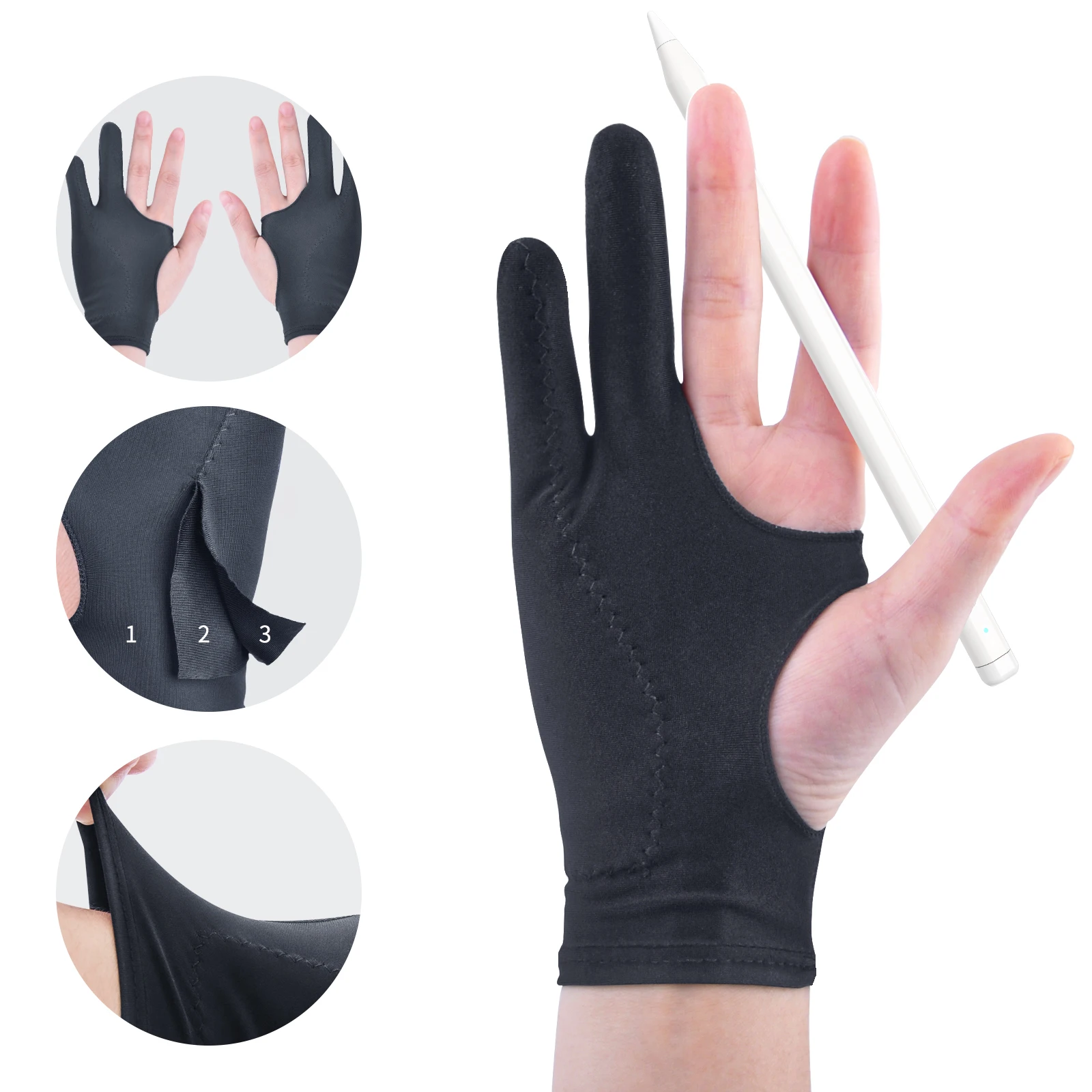 Upgrade Anti‑Mistouch Painting Gloves 2‑Finger Painting Gloves Sketch Writing Drawing Electronic Screen Anti-Fouling Sweat Dirty anti fouling glove