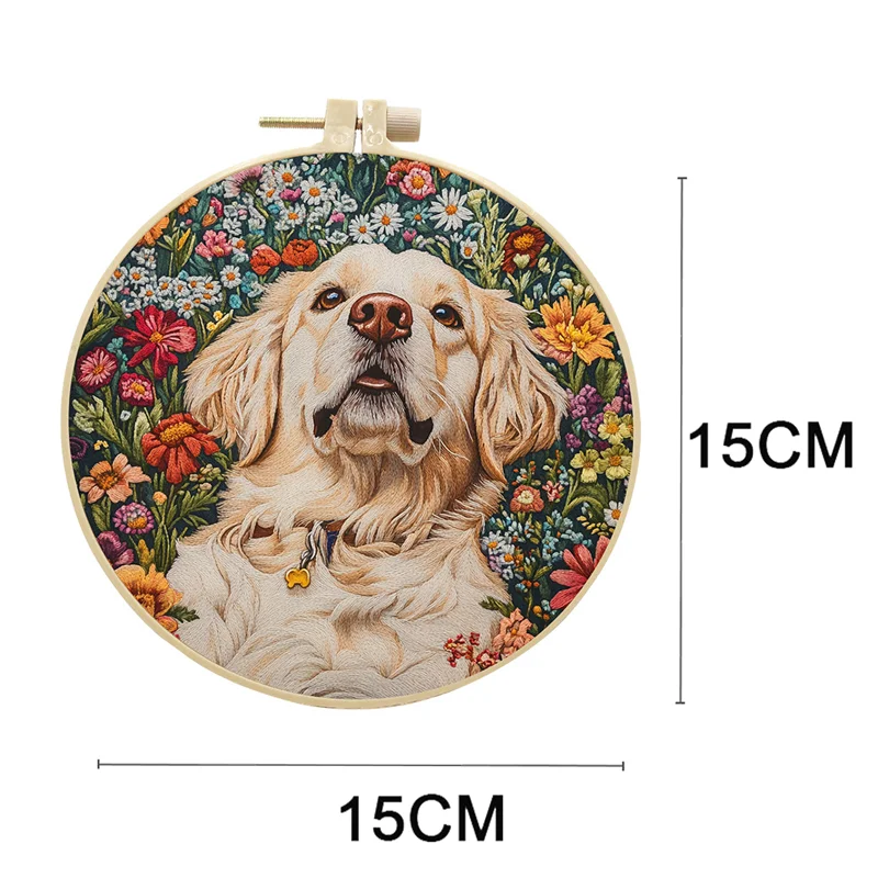 Dog Embroidery Starter Kit 3D DIY Cross Stitch Set for Beginner Flower Printed Sewing Art Craft Painting Home Decor Santa Gift embroidery set,embroidery kits