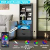 Charging Nightstand Set of 2 with LED Lights,Tall Night Stand with Bookshelf,Bedside Table with Drawers,Side Tables Bedroom 5
