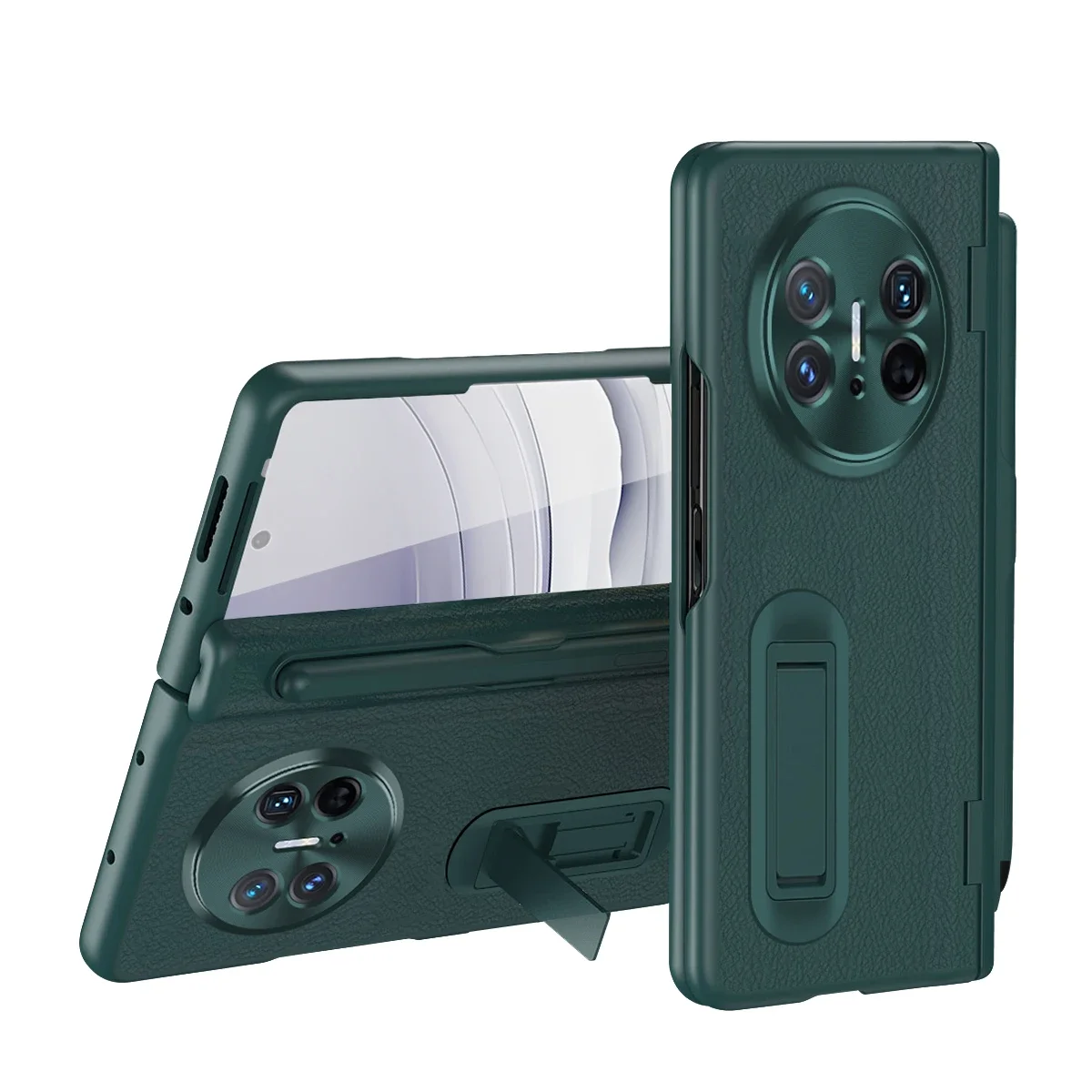 Luxury Leather Folding Case with Pen Slot, Bracket Hinge, and Screen Film Protection - Shockproof Hard Back Cover