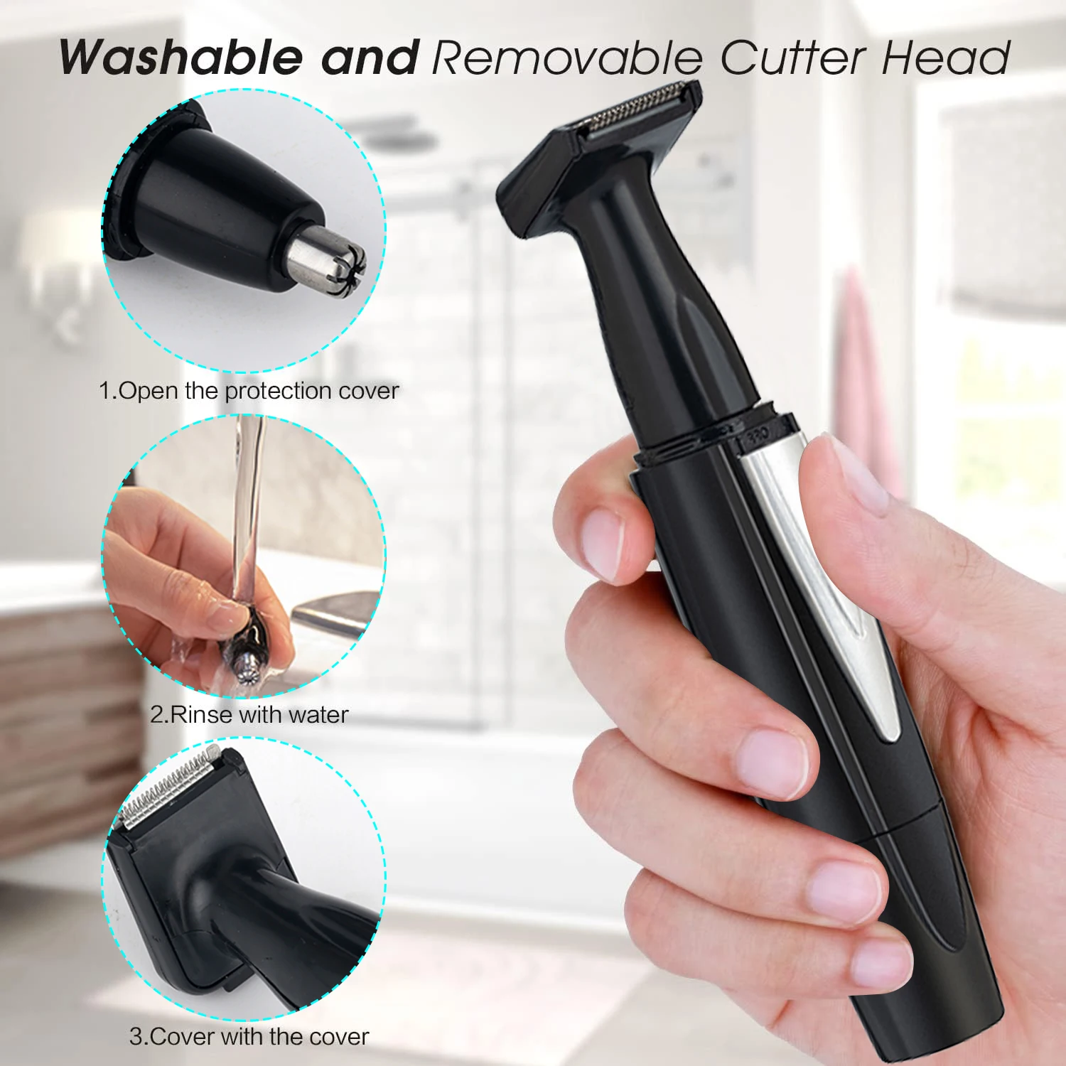 2 In 1 Electric Nose Hair Trimmer Men Portable Battery-powered Nose Hair Shaver For Christmas Gift