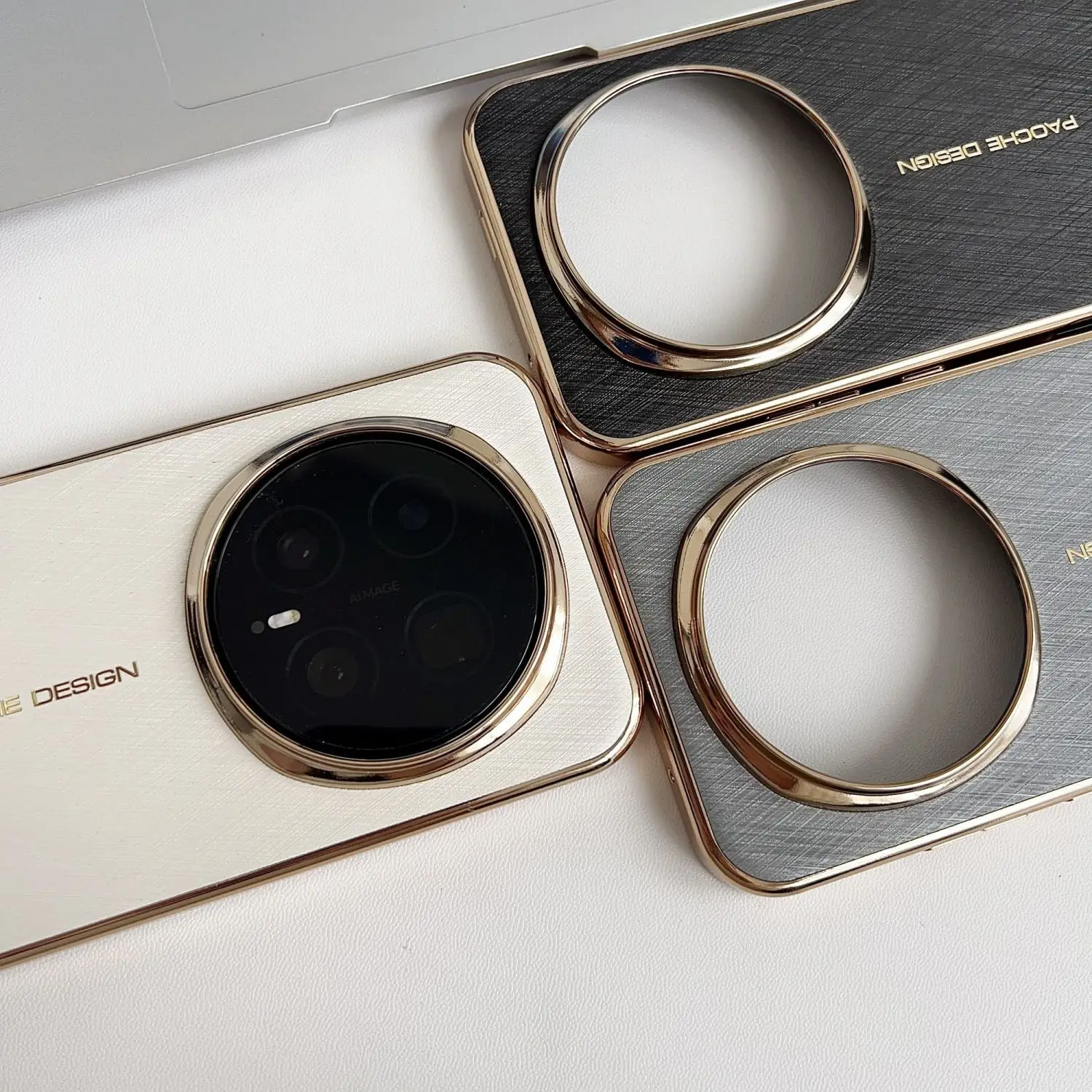 Luxurious Gold-Patterned Anti-Scratch Leather Phone Case with Shockproof Bumper