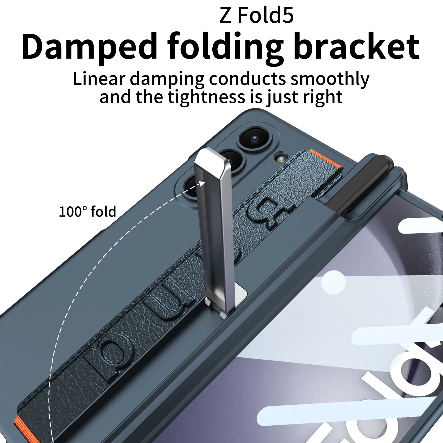 For Samsung Galaxy Z Fold 5 Case Skin Friendly Matte Wristband Magnetic Hinge Pen Holder Wrist Strap With Tempered Film Cover