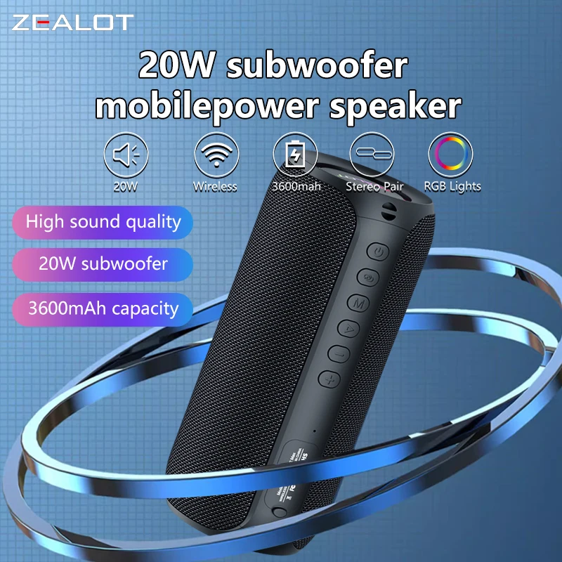 Altoparlante Bluetooth Portatile Con Luci RGB, Suono Stereo Potente E Resistente All'acqua IPX6 Per Feste In Spiaggia