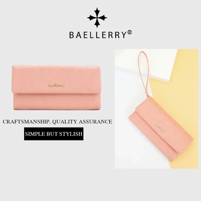 

New Women's Long Wallet Quilted Large Capacity Button Handle Bag Fashionable PU Phone Bag Women Purse