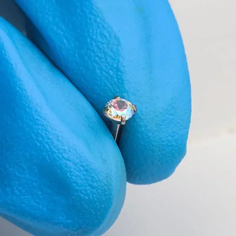 Body jewelry 1Pcs G23 Titanium Piercing CZ Gem Internally Threaded Labret Monroe Lip Ring Tragus Nail Helix Earring Stud 16G 18G Body Jewelry