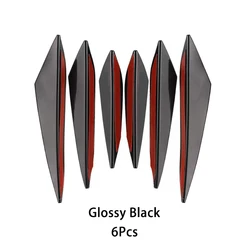 Universal Car Front Bumper Lip Spoiler - Black Carbon Fiber Finish (CP - 6PCS Glossy Black)