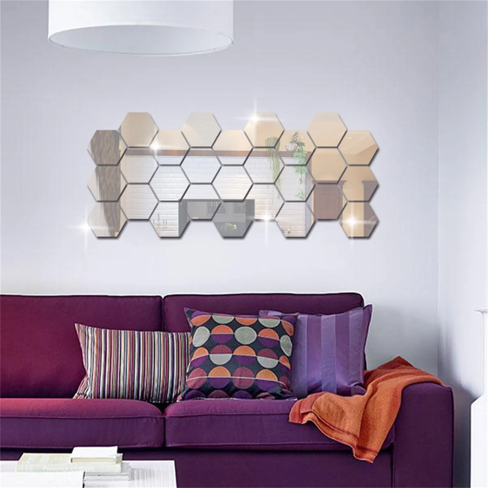 Hexagon Acrylic Mirror DIY Wall Sticker 3D Stereo Home Decor with