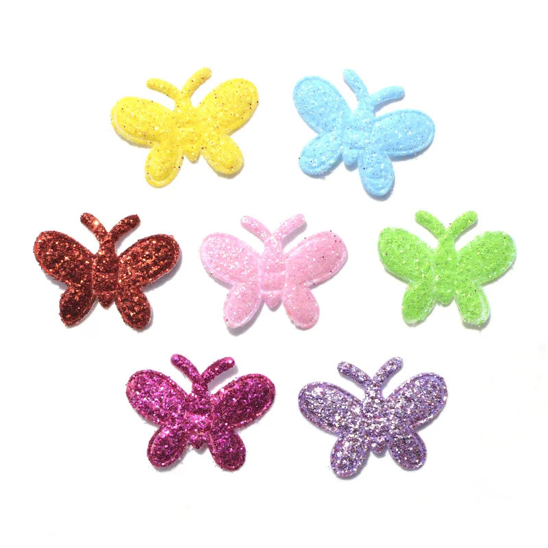 50PCS Mixed 17*23mm Glitter Vlies Schmetterling Filz Applikationen für DIY Nähen Liefert Kinder Handwerk Zubehör