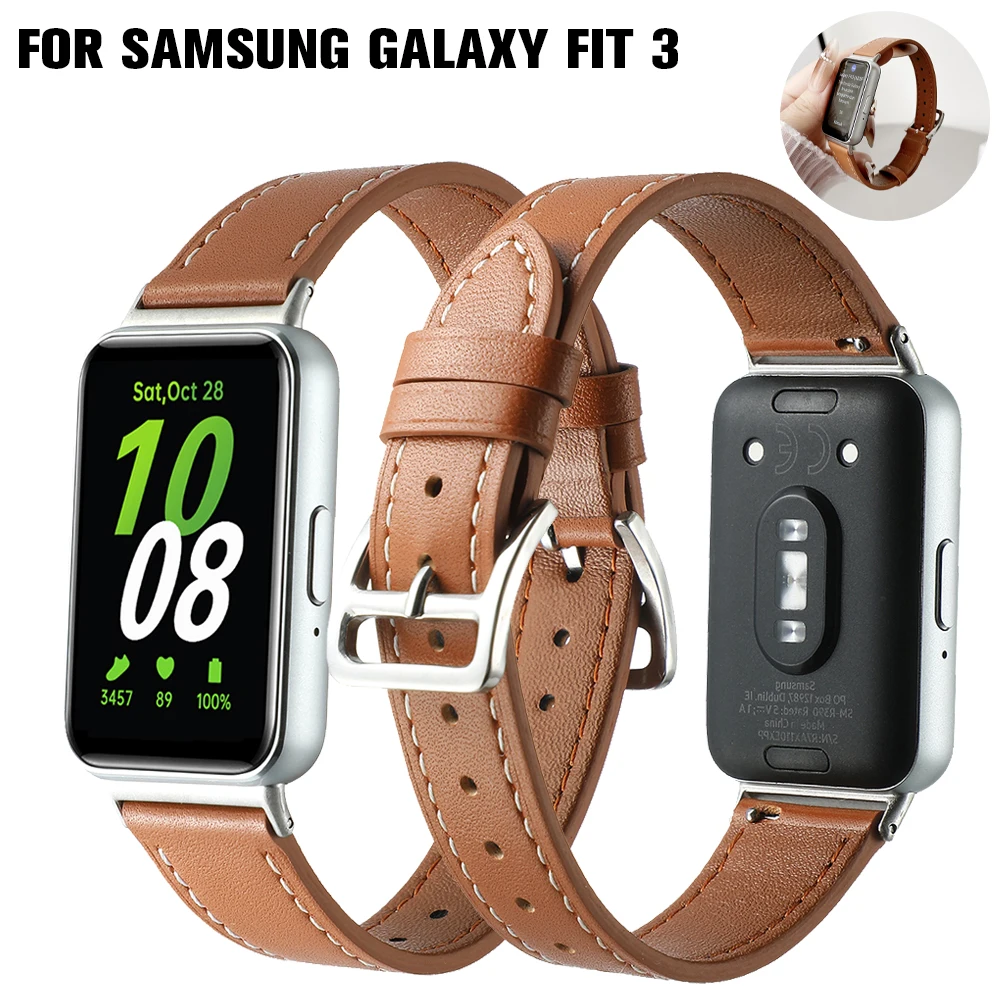 

Leather Strap Metal Buckle for Samsung Galaxy Fit 3 Smart Watch Band Replace Belt Wristband for Galaxy Fit3 Bracelet Accessories