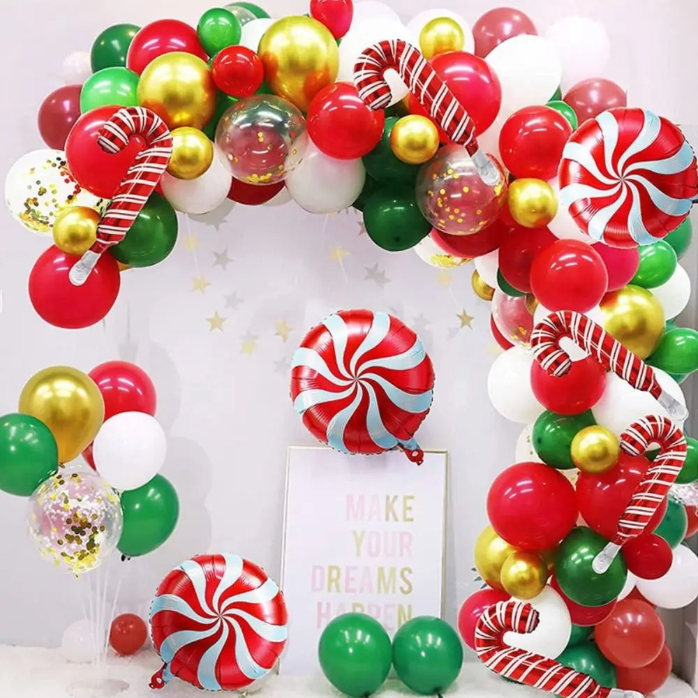 

101 Pcs Christmas Ornament Red Green White Balloon Wreath Set Party Decoration Family Gathering Background Wall Decoration