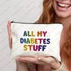 1Pc All My Diabetes Stuff Travel Cosmetic Bag Funny Diabetic Supplies Bag Gifts for Diabetic Emergency Patient Grandma Grandpa M 1