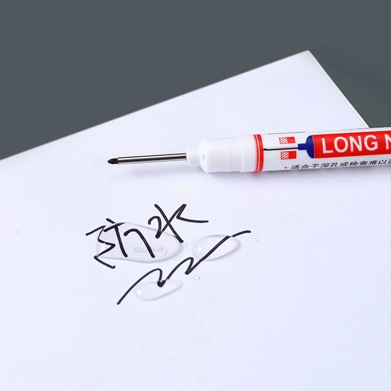 Multi-Purpose Deep Hole Marker Pens with Extended Tip for Bathroom and Woodworking - Available in Red, Black, Blue, and White Ink
