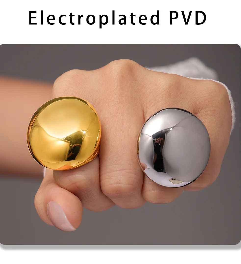Übertriebene Edelstahlringe für Frauen, vergoldeter wasserdichter Ring, modischer glänzender Charme-Schmuck, Geschenk im Großhandel – Detail 9