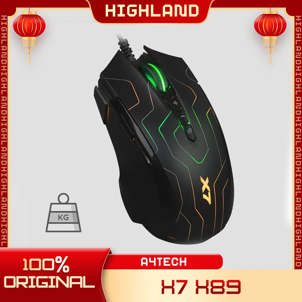 Игровая мышь A4tech X7 X89, проводная, легкая RGB геймерская мышь для ноутбука, ПК, подарок