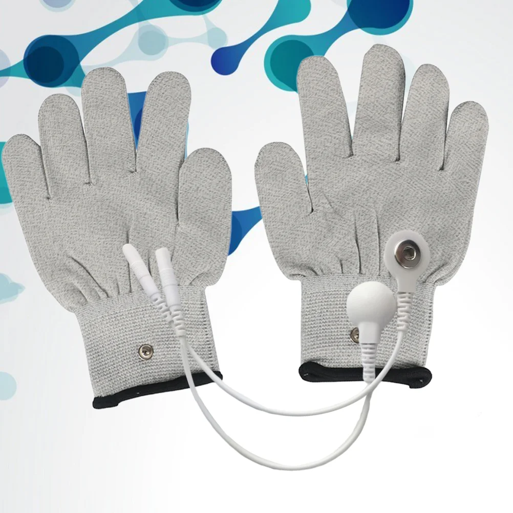 Guantes eléctricos universales para masaje, accesorio de fibra de algodón, color blanco y plateado, 2 piezas, 1 par