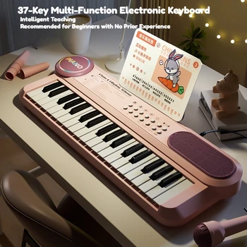 Giocattolo musicale con tastiera per pianoforte per bambini a 37 tasti con microfono Spartito musicale per l'apprendimento precoce Gioco interattivo Il miglior regalo per età 3-6 anni 1