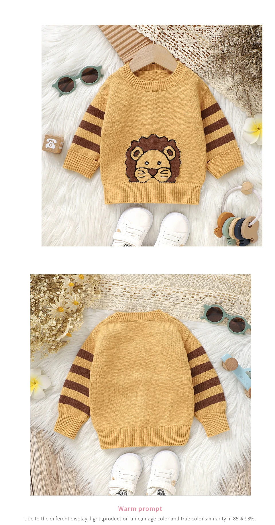 Nette Löwe Gestrickte Baby Pullover Infant Junge Mädchen Pullover Top Rundhals Langarm Herbst Winter Neugeborenen Oberbekleidung Warme Kleidung – Detail 10
