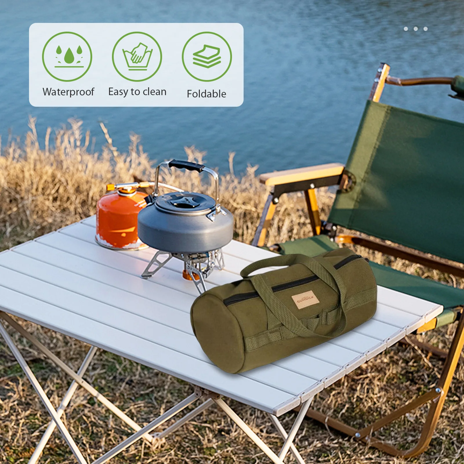 SUNDICK Hammer Stakes Pegs Bag Large Capacity Canvas Ground Nail Tool Bags Waterproof Lightweight Breathable Outdoor Accessories