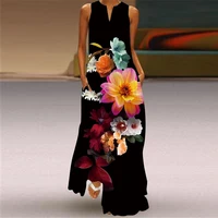 Summer Long Dress Women Sleeveless Loose V-neck Elegant Dresses Party 2024 New Ink Painting 3D Print Vintage Chinese Style Dress - Image 4