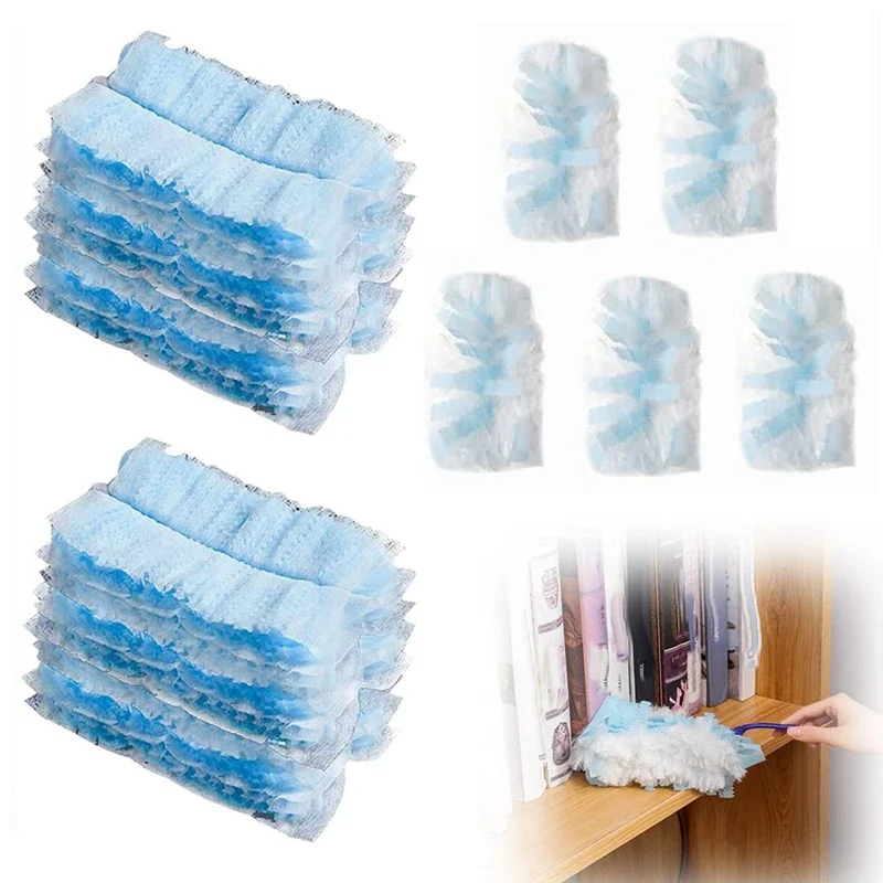 30 Ricariche Per Spolverino Usa E Getta + 1 Manico Corto, Piumini In Tessuto Non Tessuto Per Polvere E Ragnatele, 18x11 Cm, Kit Pulizia Casa - 2
