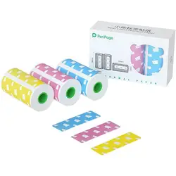 3 Rolls of Color Bear Label Sticker Thermal Stickers 57X30mm BPA Free Suitable for Peripage A6 A8 Thermal Printer 3 Rolls Small