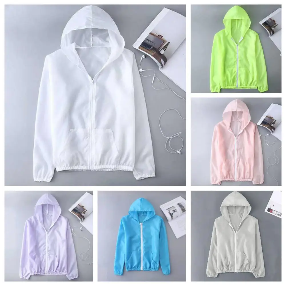 

Fashion Elastic Cuffs Unisex Sunscreen Fishing Windbreaker Jacket Pockets Anti-wrinkle Camping Windbreak Outerwear