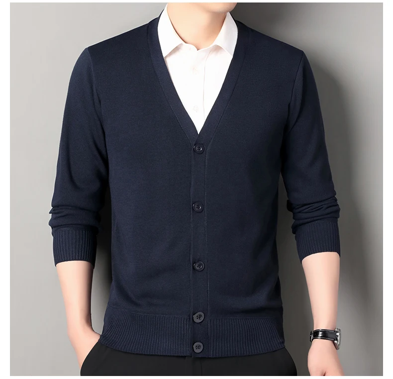 Männer Smart Casual Strickjacke V-ausschnitt Pullover Männer der Herbst Winter Kleidung Taste Stricken Strickjacken Herren Stricken Pullover Outwear – Detail 5