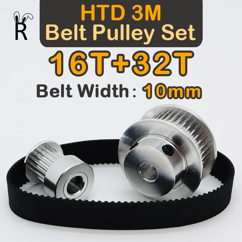 

16Teeth+32Teeth HTD 3M Pulley Set Synchronous Wheels Kit Belt Width 10mm Gears 16T 32T HTD3M Timing Pulley Set 16 Teeth 32 Teeth