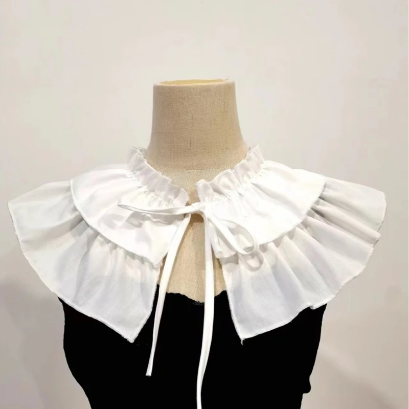 

Ruffle Faux Collar Decorative Collars for Shirt Dresses Removable False Collar Universal Shawl Women Neckwear