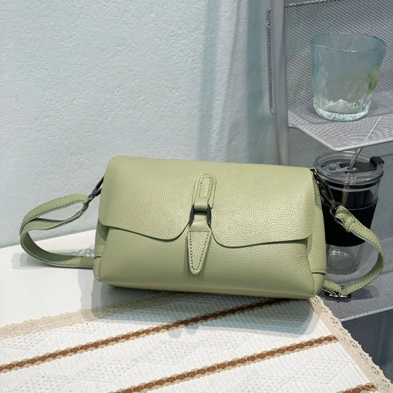 

High Quality Cow Leather Casual Women's Shoulder Bag Crossbody Lady Handbag Large Capacity Multiple Compartments Messenger Bag