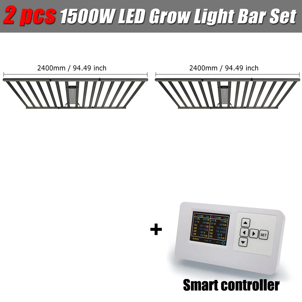 thumbnail image 1 of Barra de luz LED para cultivo de 1,8 m/2,4 m, alta potencia, 1000 W/1200 W/1500 W, espectro completo, Samsung LM301B, para plantas, invernadero, cobertura de 8 x 4 pies, 1 of 5