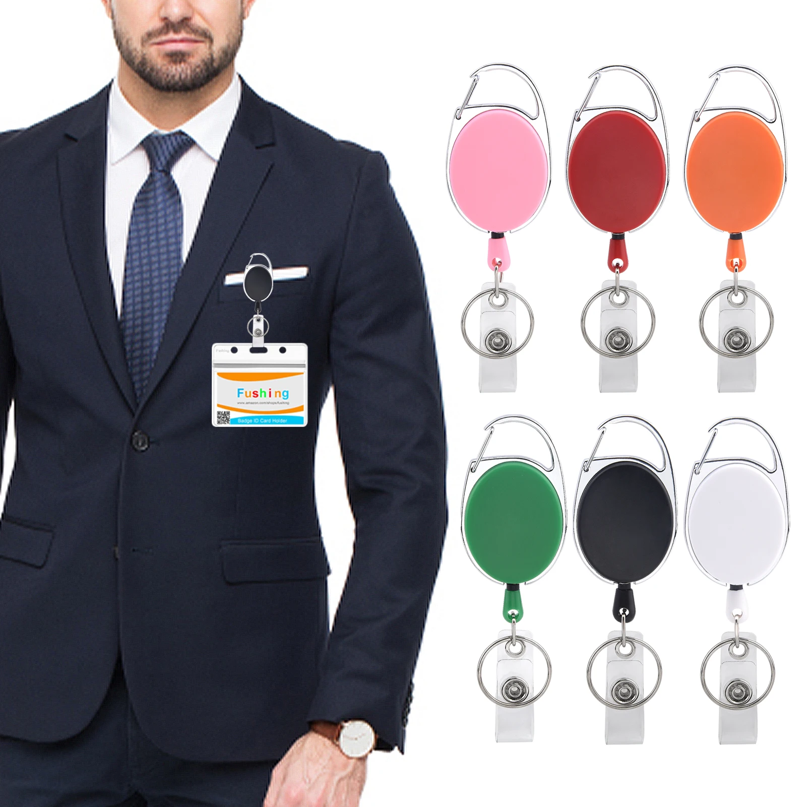 

6pcs Lightweight Portable Teacher Heavy Duty Anti Lost Badge Reel With Belt Clip Zinc Alloy Retractable Nurse Indoor Outdoor