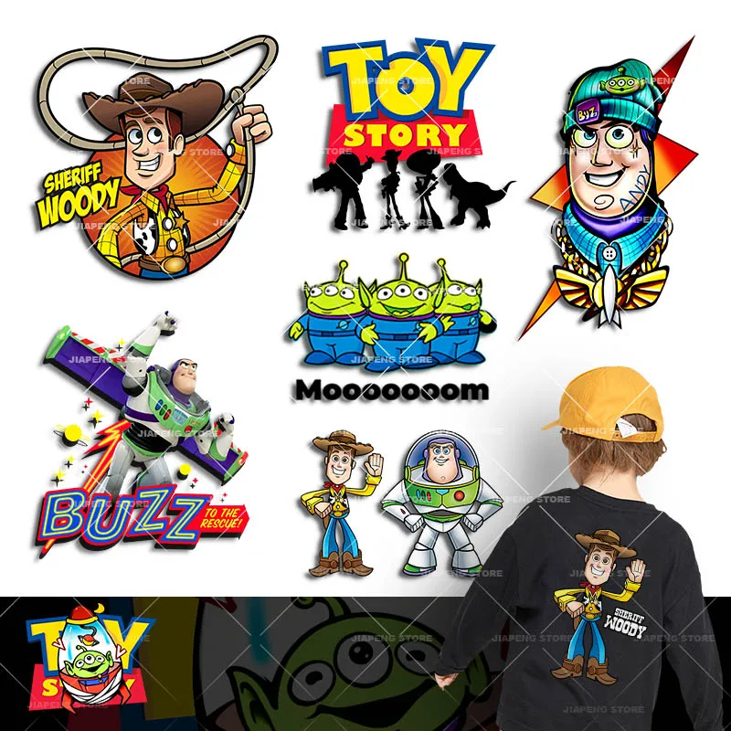 Lightyear Buzz Patches Iron On Heat Transfers For Clothes Toy Story Woody Print Thermal Transfer Sticker On Kids Clothing Decor