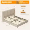 Lift Up Storage Bed Frame with 51" Tall Headboard, Queen Size Bed Frame with Storage Underneath, Velvet Wingback Design 2