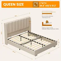 Lift Up Storage Bed Frame with 51" Tall Headboard, Queen Size Bed Frame with Storage Underneath, Velvet Wingback Design 2