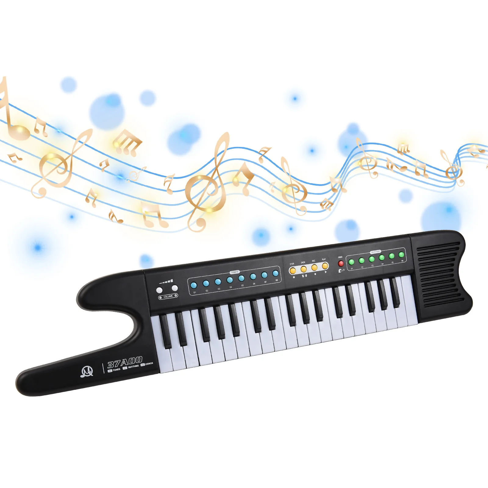 37-Key Electronic Keyboard Piano Portable Mini Electronic Organ Musical Instrument with Microphone Strap Dual Power Modes