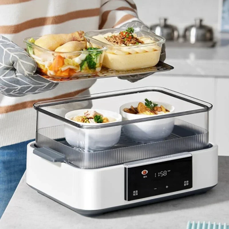 New Electric Steamer Domestic Large-capacity Cooking One Pot Intelligent Instant Steamer Full Transparent Window