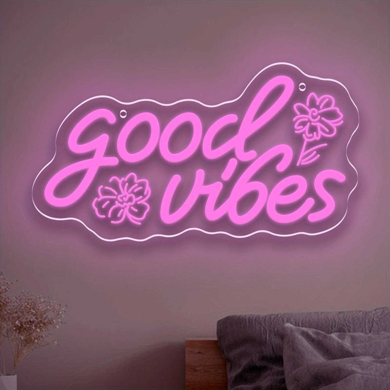 Good Vibes-Enseigne Au Néon LED, Veilleuse USB 62 By, Décoration Murale, Maison, Bar, Pub, Club, Chambre à Coucher