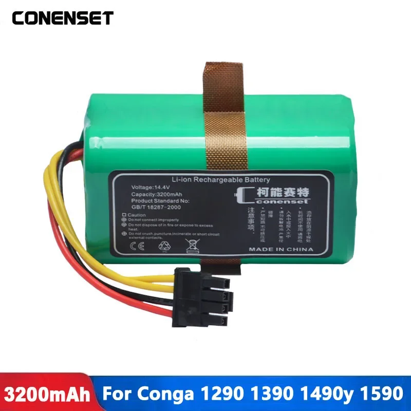 14.4V 3200mAh Replacement Battery For Cecotec Conga 1290 1490 1390y 1390  1590 Robot Vacuum Cleaner Accessories Spare Parts - AliExpress