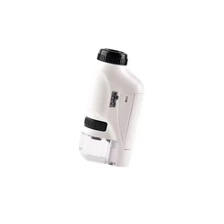 Compact LED Pocket Microscope Kit for Kids' Science Experiments (60 - 120x Magnification) (WHITE)