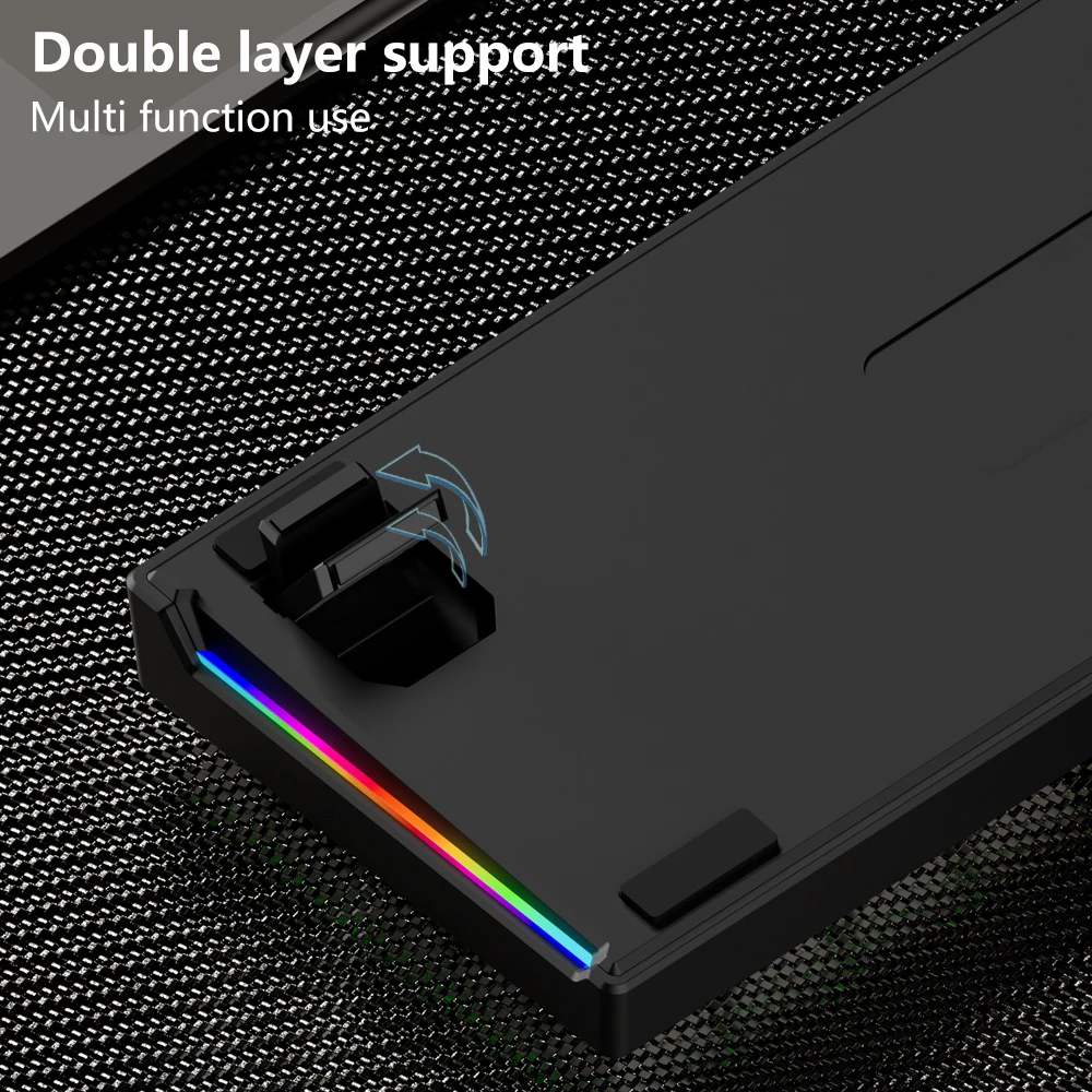 Usb Teclado Mecânico Gaming Interruptor Vermelho 61 Chaves com Fio Cabo Destacável Rgb Backlit Hot Swappable Mucai-mk61 - Imagem 5
