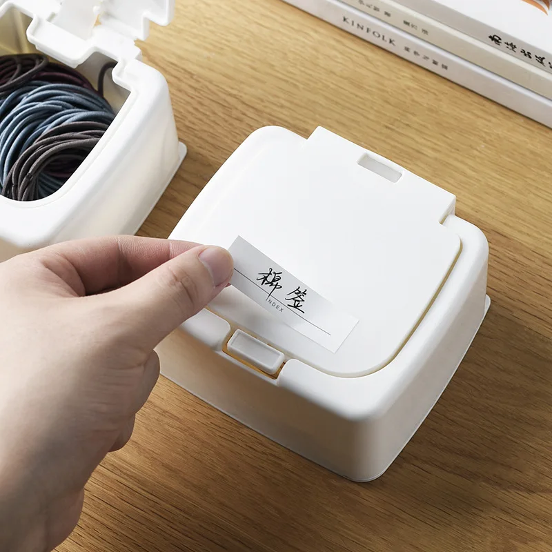 Mini Desktop Pop-up Storage Box Dust Proof Cotton Swabs Makeup Organizer Case Small Things Holder