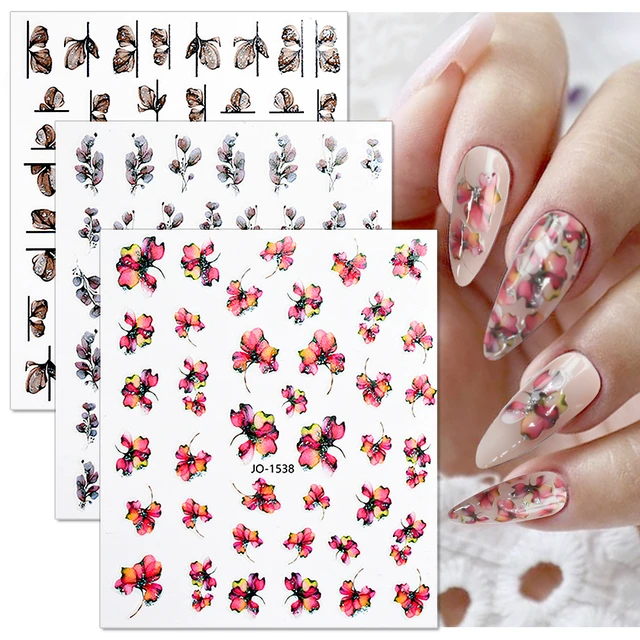 Stickers Nails Water Flowers  Sticker F Nail Flowers Design - 3d Flowers  Design Nail - Aliexpress