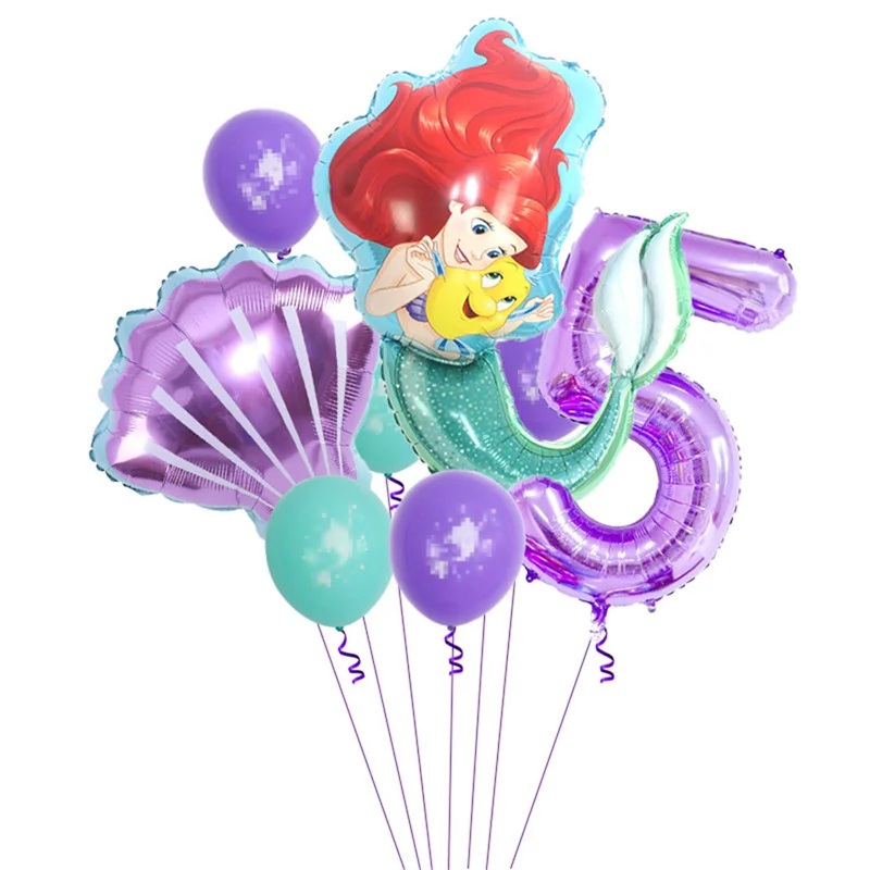 thumbnail image 1 of Decoración para fiesta de cumpleaños de La Sirenita, Princesa Ariel, servilletas de papel, platos, vasos, manteles, globos, suministros para baby shower para niños, 1 of 5