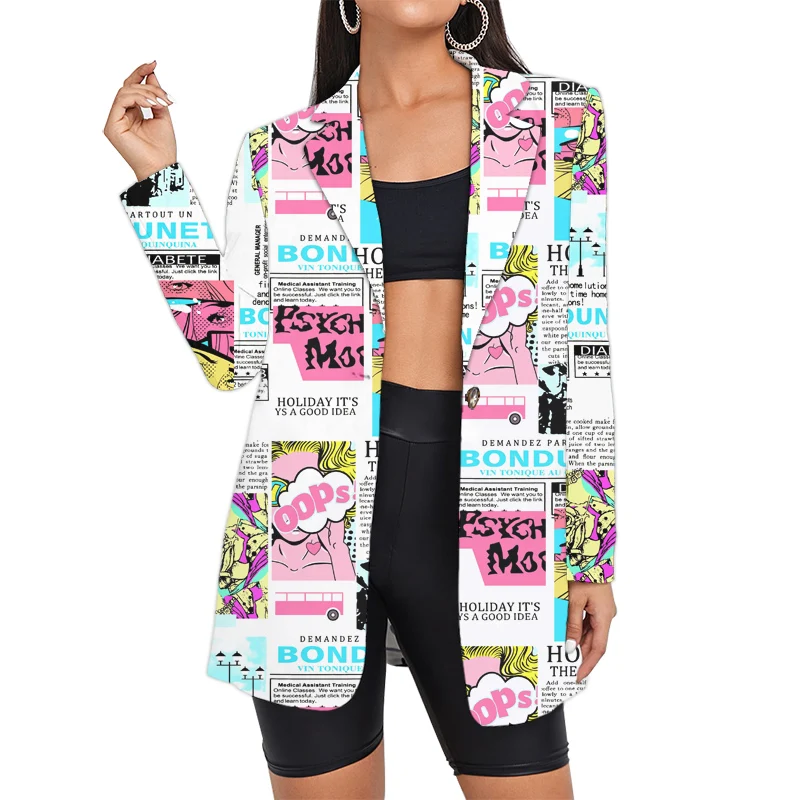 OGKB Customized 3D Printing Blazer Women's Jacket DIY Your Design Pieture Fashion New Plus Size Lady Coat Dropshipping Wholesale 3