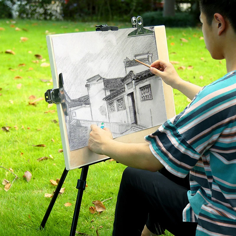 

Portable Metal Folding Easel Adjustable Sketch Travel Easel Thickened Triangle Advertising Display Stand Sketch Art Supplies