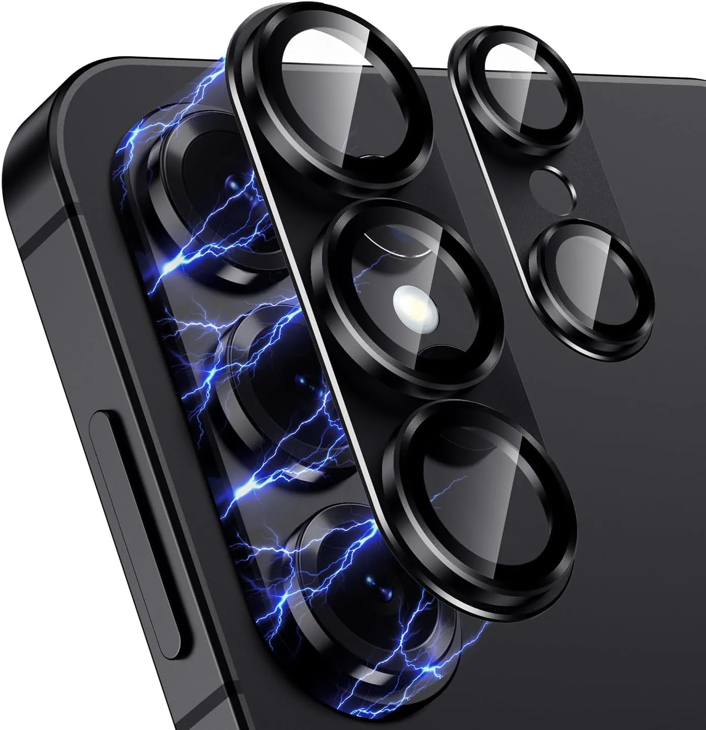 Vibrant 9D Anti-Scratch HD Tempered Glass Camera Protector with Metal Ring